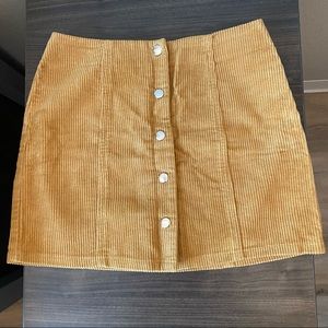 Corduroy Snap Closure Mini Skirt